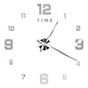 Wall Clock Silver Design A 37 Inch 3D Diy Mirror Acrylic Sticker Wall Clocks