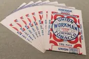 8 Vintage Union Workman Chewing Tobacco Pouches Postcard Shopping Bags NOS
