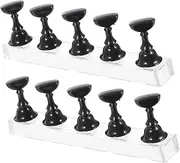 SAFIGLE 2Sets Nail Art Practice Rack with Acrylic Base Comfortable and Stable Fake Nail Holder for Training for Beginners and Professionals Salons and DIY Nail Art