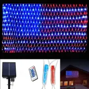 Solar Powered American Flag Light, Waterproof 420 LED String Lights with Remote,