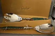 NEW in Box Julia Knight Holly Sprig Salad Serving Set Emerald Green