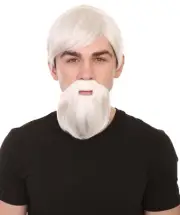 White Short Wig Moustache Cosplay The Colonel Sander Halloween Costume HM-231
