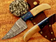 WK BEAUTIFUL CUSTOM HANDMADE 7 INCHES LONG IN DAMASCUS STEEL HUNTING SKINNER