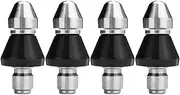 4PCS Sewer Cleaning Tool High Pressure Nozzle Pipe Unclogger Nozzle Sewer Jetter Nozzle 1/4 Inch Quickly Connector,B