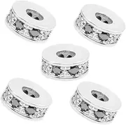 Tofficu 5pc Metal Zircon Spacer Bead DIY Pendant Charm Jewelry Accessories Necklace Bracelet