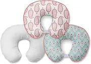 Bacati - Paisley Hugster Nursing Pillow Ultra-Soft 100% Cotton Fabric in a Fashionable Two-Sided Design, Fits All Hugster Nursing Pillows and Positioners (Coral/Aqua, Pillow with Insert)