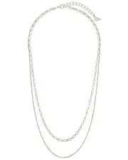 Sterling Forever Rhodium Plated Serenity Layered Chain Necklace