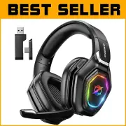 30h Battery 2.4GHz Wireless Gaming Headset with RGB & Microphone for PS5/PC