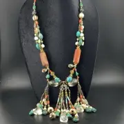 Amazing Eye Catching Turquoise Beaded Strings Beautiful Handmade Tibetan Necklac