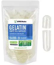 1000 Empty Size #3 Clear Kosher Gelatin Capsules Pills USA Made FRESH Gelcaps!
