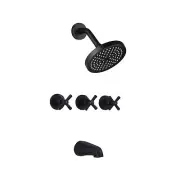 LIWEIKE 3 Handle Tub Shower Faucet, Matte Black Three Handles Shower Faucet S...