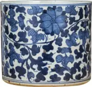 Orchid Pot Planter Dynasty Twisted Peony Floral Large Ink Blue Ceramic Handmade