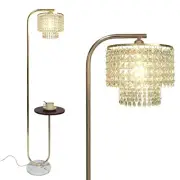 Arc Crystal Floor Lamp for Living Room - Marble Base Modern Tall Stand Up Gold