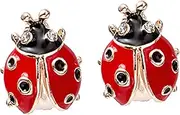 WRITWAA 1pair Rhinestone Inlaid Cute Ladybug Earrings Simple Ear for Women Stylish Emulated Insect Jewelry for Parties and Everyday Wear