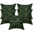 Bohemian Sofa Cushion Covers 16 x 16 Sequins Patchwork Cotton Home Pillowcases