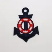 Anchor Patch - Iron On Badge Embroidered Motif - Dark Blue Buoy Ship Boat #359