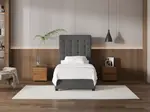 My Style Buttoned Headboard & Drawer Base - King Single / Gunmetal / Drawer Base