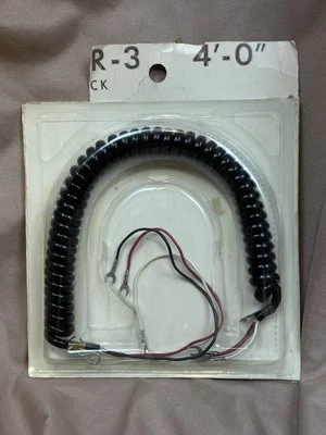 Telephone 3 Wire Phone Coiled Cord Handset NOS New NIP Black 4 Feet