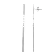 14K White Gold Hanging Bar Drop Earrings