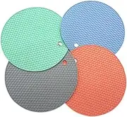 Trivets for Hot Dishes, 4 Pack Hot Pads for Kitchen, Silicone Trivets for Hot pots and Pans, Multi-Purpose Silicone Pot Holder, Heat Resistant Mat Potholders Round