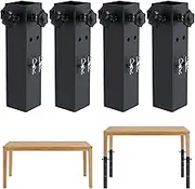 4 Pcs Table Leg Extenders for Folding Tables,2 Levels/Heights Adjustable Folding Table Leg Extensions,Metal Square Folding Table Leg Risers for Square Straight Legs,Raise Table Height 3.5"/5.5"