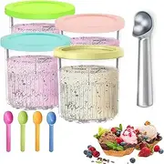 [HopeNest] NC500 for 4 Pack Ninja Creami Deluxe Pints Compatible with NC501, NC500 Series Ice Cream Makers for Ninja Creami Deluxe Containers, BPA-Free, Leak Proof - Assorted Colors