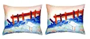 Pair of Betsy Drake Great White Heron No Cord Pillows 16 Inch X 20 Inch