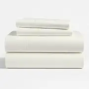 happy at home Giza Bed Sheets - King Size Giza Cotton Bed Sheets - 100% Certified Giza Egyptian Long-Staple Cotton Sheet Fits Upto 18'' Deep Pocket - Ivory