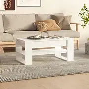 High Gloss White Coffee Table 102x55x45 cm, Modern Engineered Wood with Storage Shelf, Durable Living Room Furniture