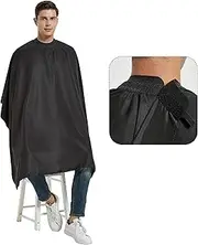 PERFEHAIR Salon Hair Cutting Cape with Rubber Neck Collar, Professional Anti-static Barber Cape for Shampoo, Haircut and Styling-Black-53 x 57 inches