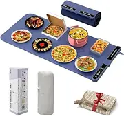 XXL Large Food Warming Mat,Electric Warming Tray with 9 Gear Temperature Controlled and 6 Gear Timed,Auto Shut-Off,8S Full Surface Heating,Rollable & Portable Heating Tray for Party (Blue, XXL)