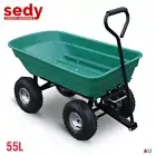 55L Garden Cart Poly Pull Dump Hand Trailer Wagon Lawn Wheelbarrow Yard Farm