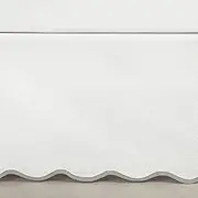 Lush Decor Coastal Chic Scallop Edge Linen Textured Bed Skirt Gray/White Single Queen - Soft Elegant Luxury Easy Fit Elastic Band Tailored Bedskirt