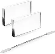 PLAFOPE 3-piece Glass Nail Art Palette Set Stainless Steel Cuticle Pusher Trimmer Manicure Tools