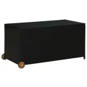 Outdoor Storage Box With Wheels PE Rattan Indoor Garden Organizer Chest Trunk