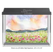 Watercolor Sunset Flower Polyester Fish Tank Glass Backdrop Aquarium Background