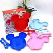 Tupperware Mickey Plate Set (4pcs) Limited Edition With Cutlery Fork & Spoon