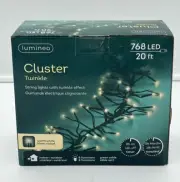 New Lumineo Cluster Twinkle String Light 20 FT / 768 LED Warm White w/ Timer