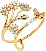 [JewelryWeb] 14k Yellow Gold CZ Simulated Diamond Size Adjustable Ring Band Style-Ring for Women