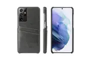 For Samsung Galaxy S21 Ultra Case Deluxe Leather Protective Cover Grey