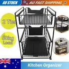 Metal Wire Basket Rack Bathroom Kitchen Storage Shelf Organizer Spice Rack 2Tier
