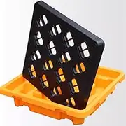 Spill-Proof Tray Oil Tank Spill Tray，Spill Containment Platform Plastic Pallet Container with Top Grates, Modular Spill Pallet for Industrial Parks and Warehouses, 1 Pack(135x135x15cm)