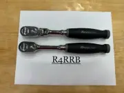 Snap-on Tools NEW 2PC 3/8" Drv DARK TITANIUM Soft Grip Flex & Fixed Ratchet Set