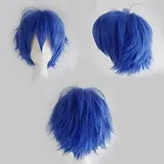 Blue Synthetic Wig Curly Asymmetrical Short Light Brown Green Purple Black Synthetic Hair 12 inch Women's Anime Cosplay Black Carnival Wig
