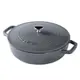 【Staub單件65折】Staub 迴力勾紋多功能燉煮琺瑯鑄鐵鍋 24cm 2.4L 石墨灰 法國製