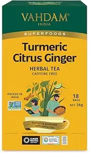 Vahdam Tumeric Citrus Ginger Tea Bags 18 Pack