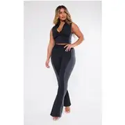 Shape Black Seamless Contrast High Waist Leggings, Black