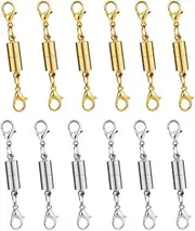 Dsmile Pack of 12pcs Gold Color and Silver Color Magnetic Lobster Clasp for Jewelry Necklace Bracelet