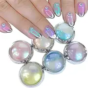 Mermaid Chrome Nail Powder Aurora Nail Glitter Nail Art Decoration Allstarry Nail Powder for Gel Polish Mirror Effect Pigment Chrome Iridescent Aurora Nail Supplies for Women