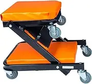Workshop Stool Mechanic's Seat Foldable Z Creeper - 2-in-1 Rolling Folding Car Creeper & Seat - 40" Adjustable Roller Garage Chair